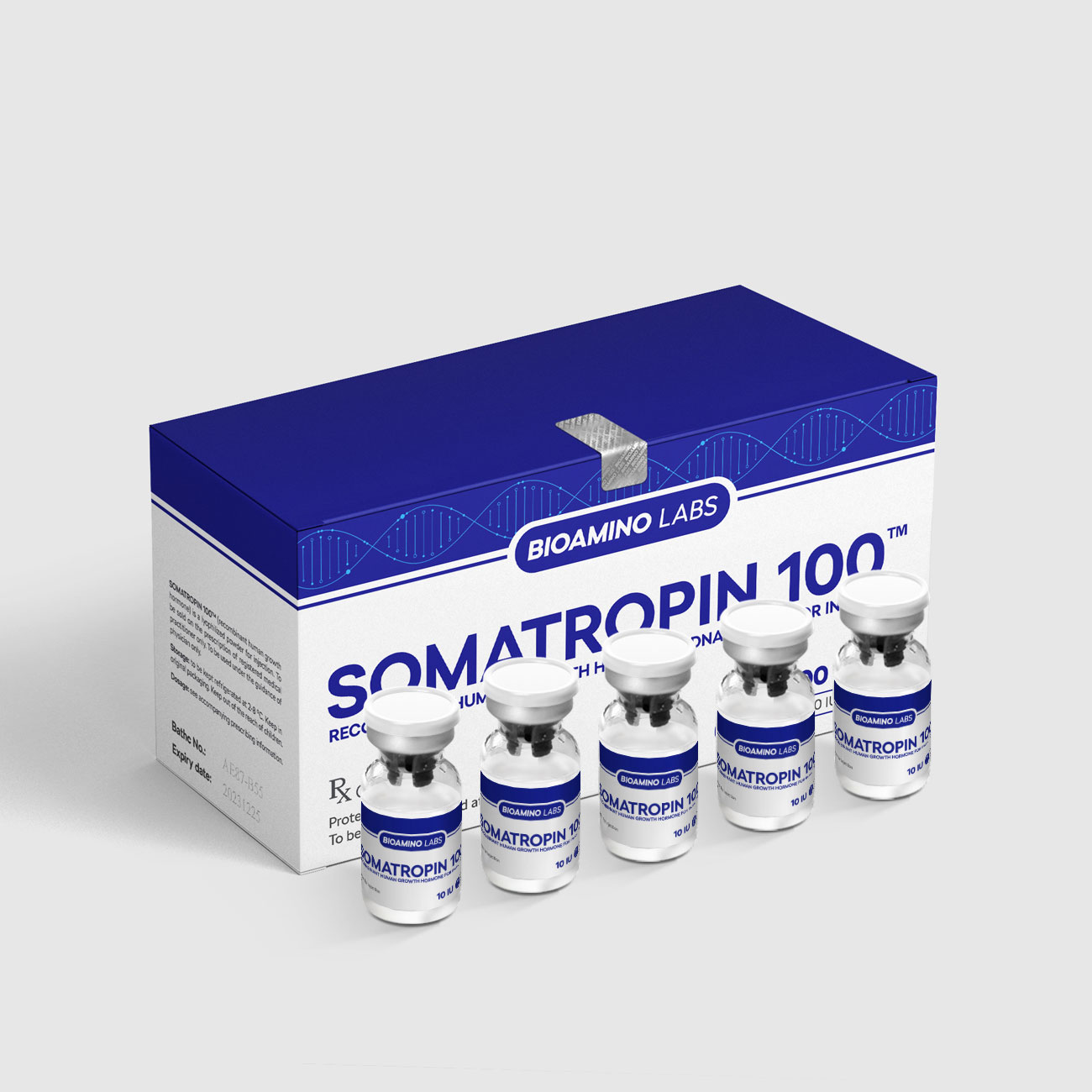 ABOUT SOMATROPIN 100 SOMATROPIN 100 is one of the few 100% authentic, pure, pharmaceutical grade human growth hormone products on the market today. Developed by leading scientists, SOMATROPIN 100 has been specifically formulated to provide the best results. Each SOMATROPIN 100 kit contains 10 x 10 IU vials of HGH. WHY YOU SHOULD BUY SOMATROPIN 100 AT BIOAMINO LABS? Injections of SOMATROPIN 100 can help people to: – Accelerate metabolism to burn body fat – Increase muscle mass. – Increase the overall level of energy and faster recovery after exercise – Increased Bone Density Because of these benefits, many people use SOMATROPIN 100 to enhance their athletic ability. It’s sometimes used in combination with anabolic steroids to increase muscle mass and to enhance athletic performance.